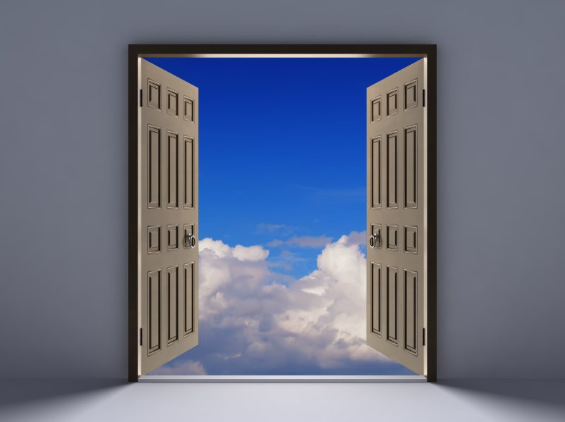 Doors opening to sky