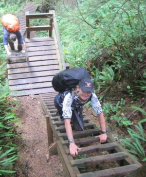 Barb climbing West Coast Trail