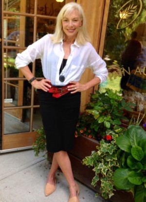 Micolle's Top 5 - white shirt, black pencil skirt, black tank, fun belt.